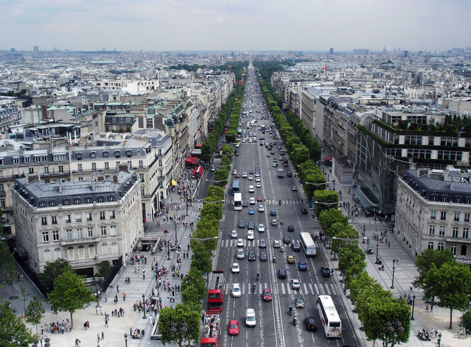 Avenue des Champs-Élysées as seen from Arc de Triomphe, Paris, France