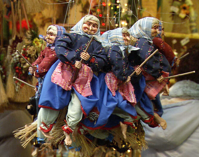 La Befana (Christmas witch) dolls, Rome, Italy