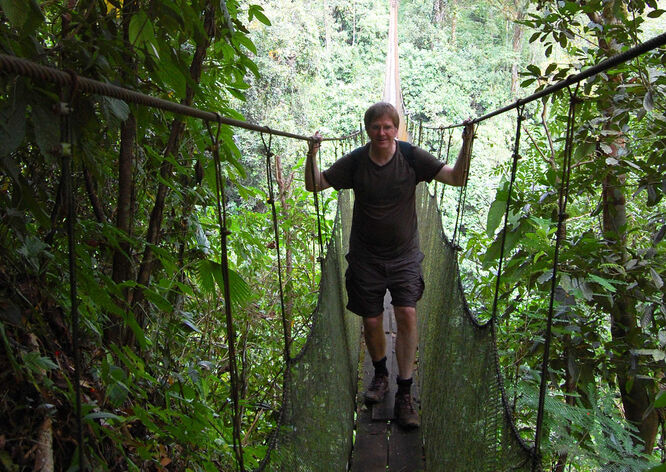 Rick on Rope Bridge, Costa Rica