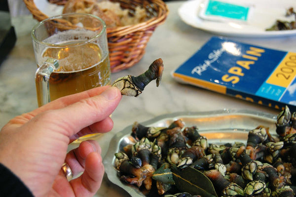 Barnacles and beer, Santiago de Compostela, Spain
