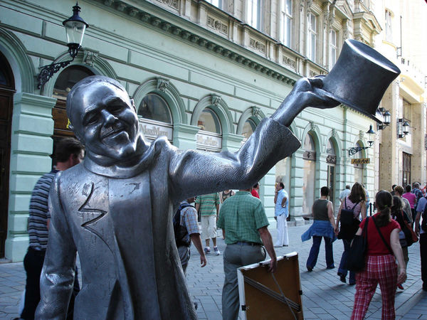 Schöner Náci statue in Bratislava, Slovakia