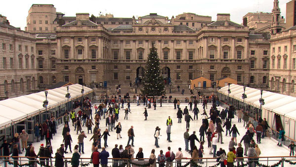 Ice skating at Somerset House, London, England