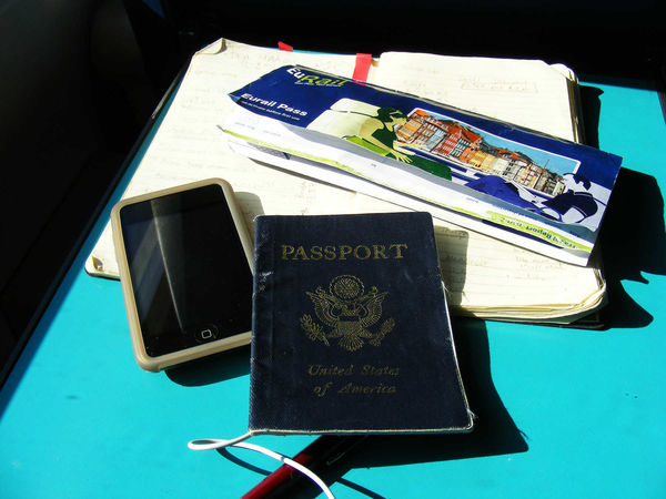 Passport, Rail Pass, Journal, Phone