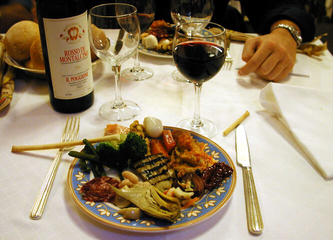 Antipasti plateful, Milan, Italy