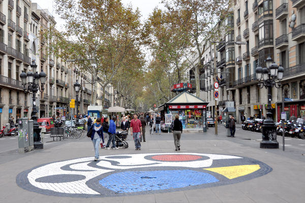 Joan Miró street mosaic on the Ramblas, Barcelona