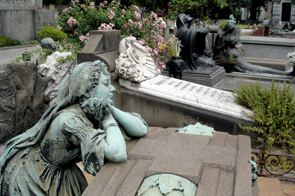 Gravestones in Monumental Cemetery, Milan, Italy