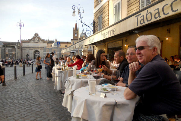 Outdoor dining on Piazza del Popolo, Rome, Italy