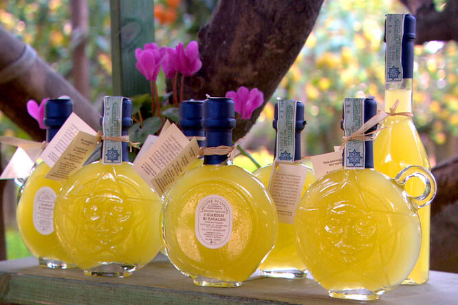 Limoncello bottles, Amalfi Coast, Italy
