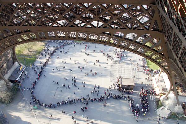 Ticket line, Eiffel Tower, Paris, France