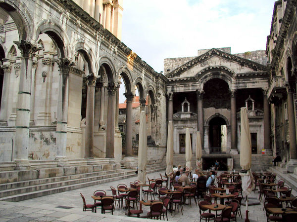 Cafés in peristyle of Diocletian's Palace, Split, Croatia