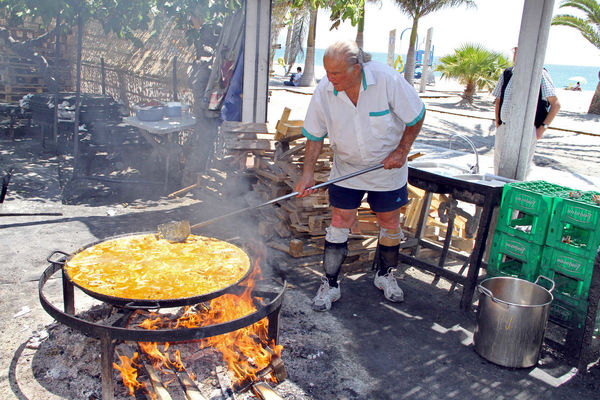 Making paella, Nerja, Spain