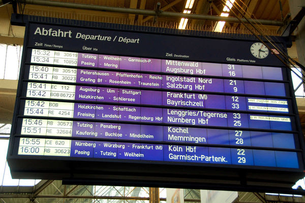 Departure board, Munich Hauptbahnhof, Germany