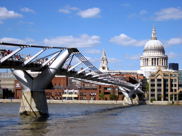 Millennium Bridge and St. Paul's Cathedral, London, England