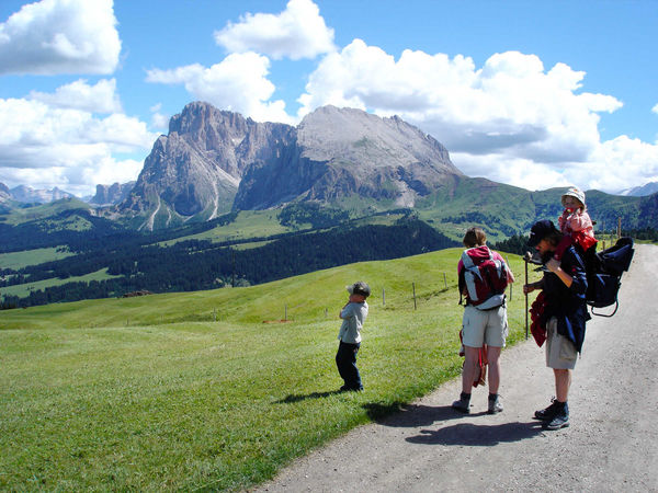 Hiking on the Alpe di Siusi / Seiser Alm, Dolomites, Italy