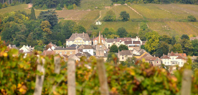 The vineyard-ringed village of Pernand-Vergelesses, in Burgundy's Côte-d'Or wine region