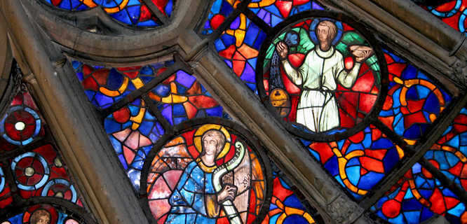 Stained glass in Reims Cathedral, Reims, France