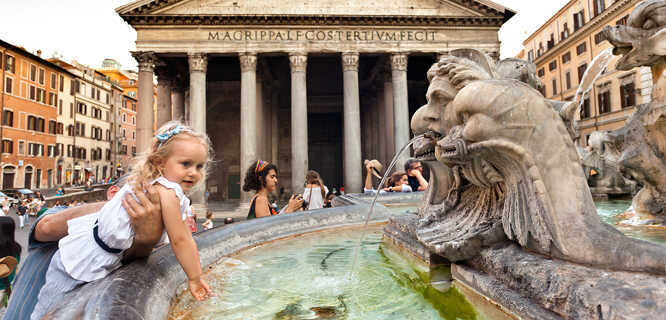 Pantheon and its fountain, Rome, Italy