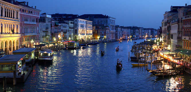 Grand Canal at night, Venice, Italy