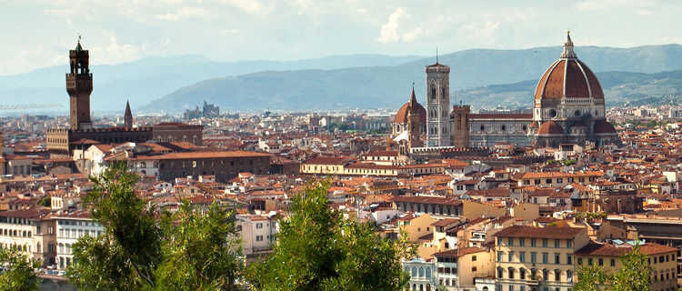 City skyline as seen from Piazzale Michelangelo, Florence Italy