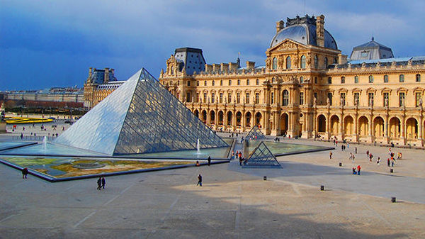 The Louvre and its pyramid, Paris, France
