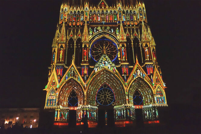 Reims Cathedral light show, Reims, France