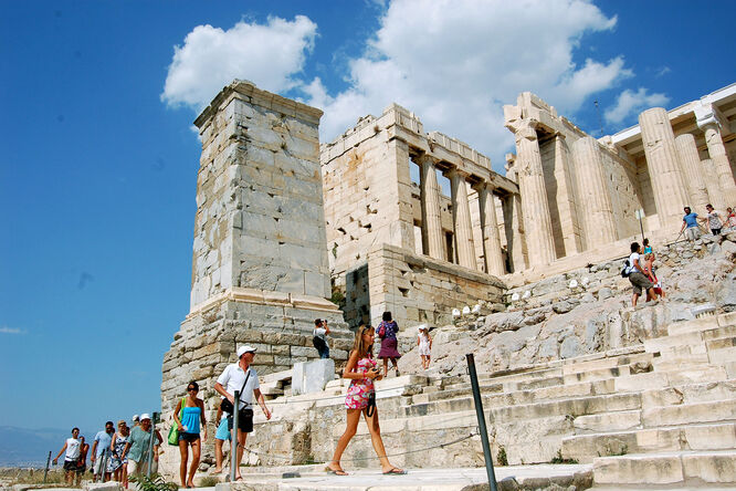Propylaea and Monument of Agrippa, Acropolis, Athens, Greece