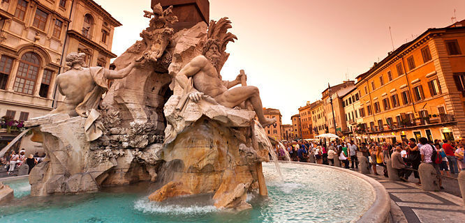 Four Rivers Fountain (Bernini), Piazza Navona, Rome, Italy