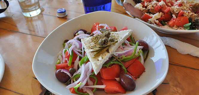 Greek salad, Mykonos, Greece