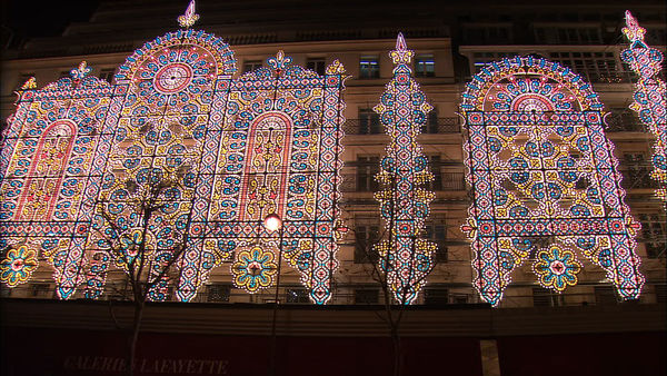 Galeries Lafayette lit up for Christmas, Paris, France