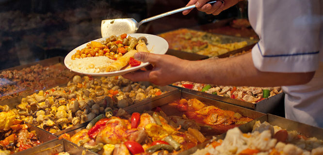 Buffet-style restaurant dishes, Istanbul, Turkey