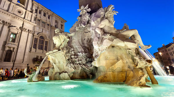 Four Rivers Fountain (Bernini), Piazza Navona, Rome, Italy
