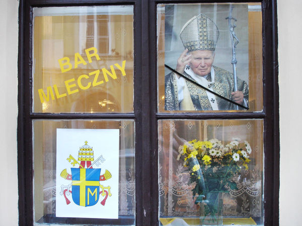 Milk bar honoring Pope John Paul II in Kraków, Poland
