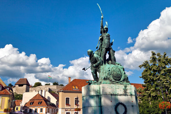 István Dobó statue in Dobó Square, Eger, Hungary
