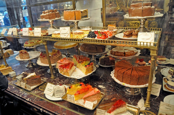 Cake selection at Demel shop, Vienna, Austria