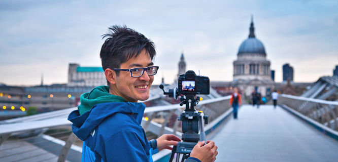 Photographing St. Paul's from the Millennium Bridge, London, England