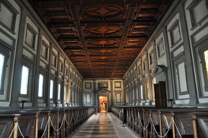 Reading Room in Laurentian Medici Library, Florence, Italy