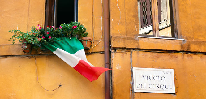 Italian pride in Trastevere neighborhood, Rome, Italy