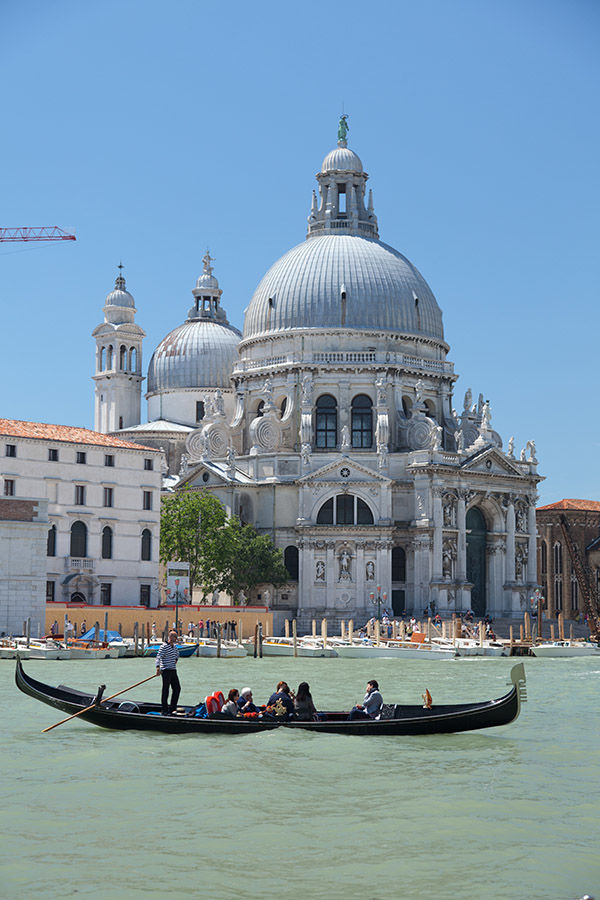 Gondola and La Salute Church, Venice, Italy