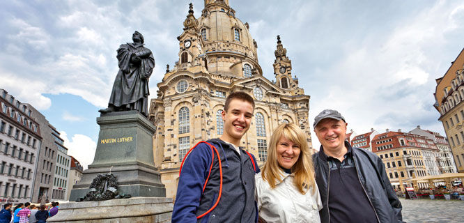 Frauenkirche and statue of Martin Luther, Dresden, Germany