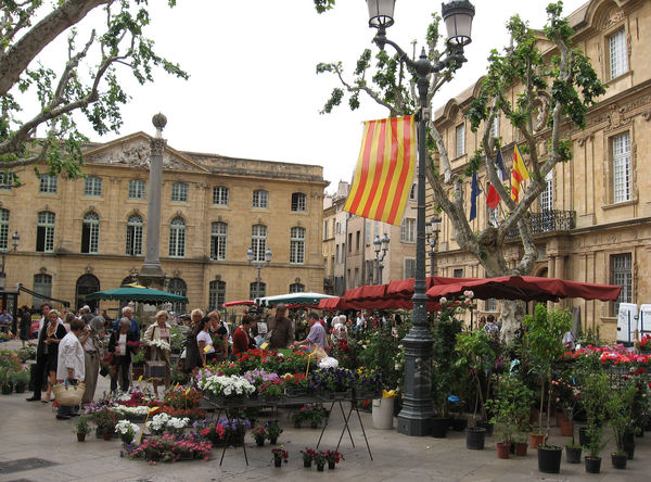 Place de l’Hôtel de Ville flower market, Aix-en-Provence, France