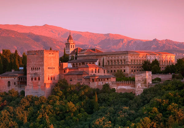 Alhambra at sunset, Granada, Spain