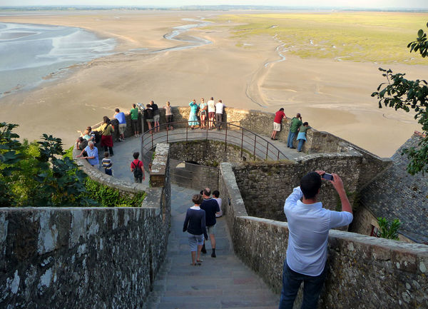 Ramparts and the bay at low tide, Mont St-Michel, France