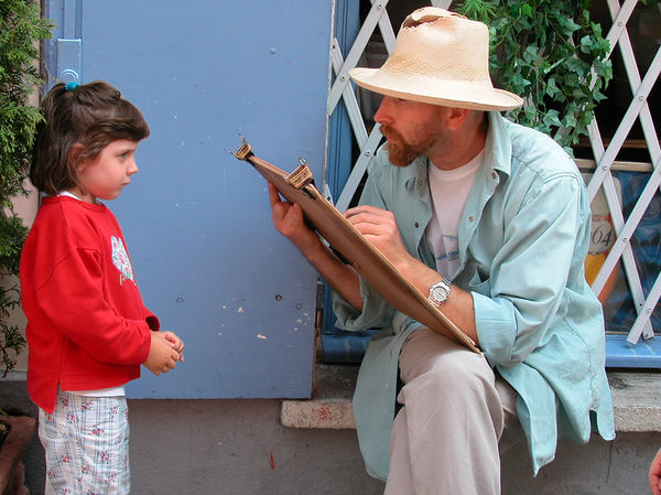 Street artist in Montmartre neighborhood, Paris, France