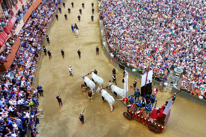 Palio-banner procession, Il Campo, Siena, Italy