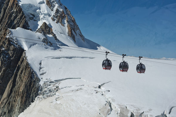 Panoramic gondolas near Mont Blanc, France