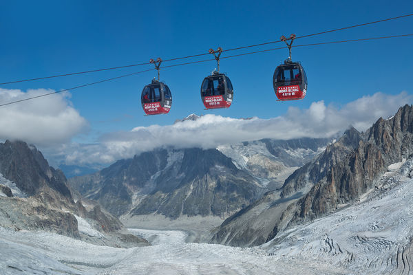 Panoramic gondolas near Mont Blanc, France