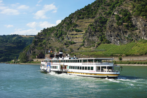 Riverboat on the Rhine River near the Loreley Cliffs, Oberwesel