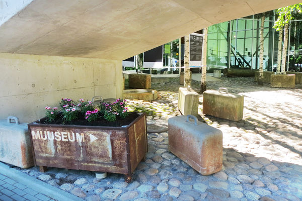 Symbolic suitcases outside the Museum of Occupations, Tallinn