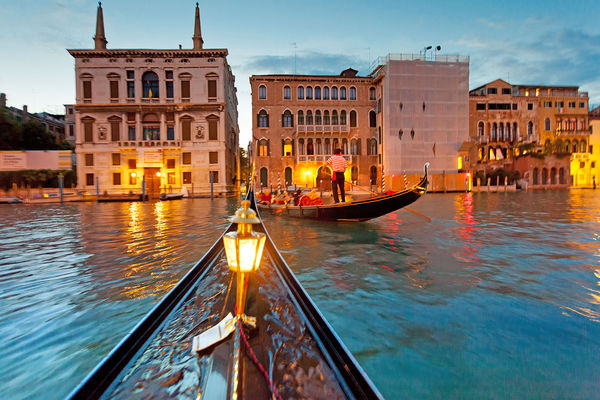 Twilight gondola ride, Venice