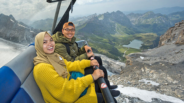Chairlift up Mount Titlis, near Engelberg, Switzerland
